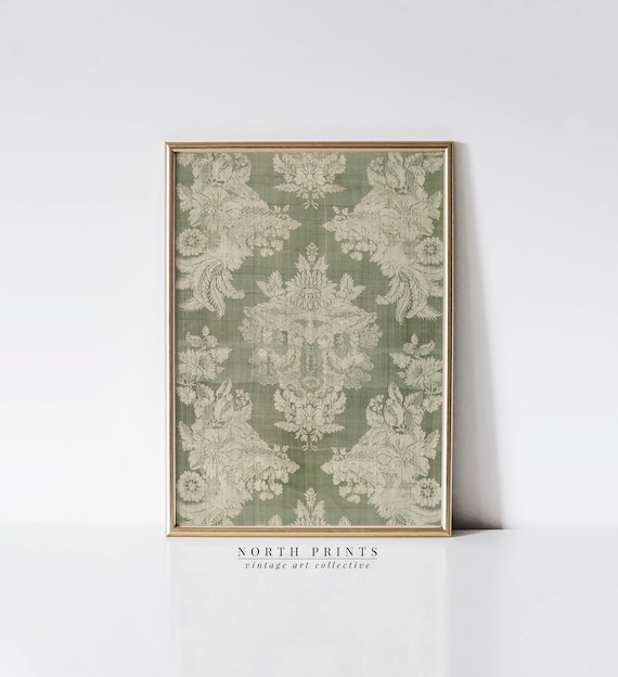 Muted Green Tapestry Wall Art, Vintage Farmhouse