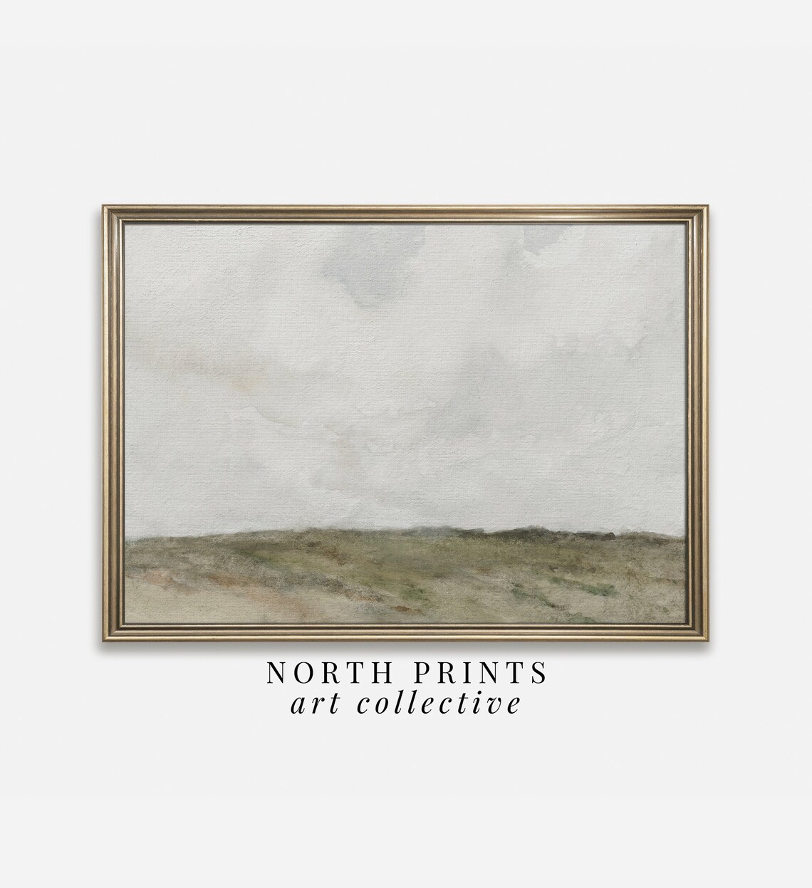 Minimalist Tonal Green Horizon Landscape Neutral Modern Vintage Poster