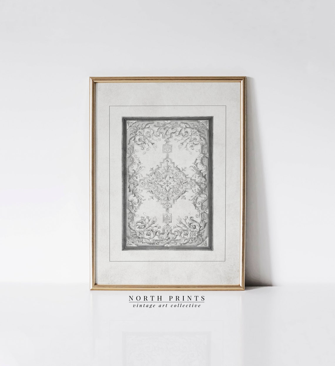 Neutral Ornate Drawing Vintage Pattern Eclectic Wall Art North Prints 354
