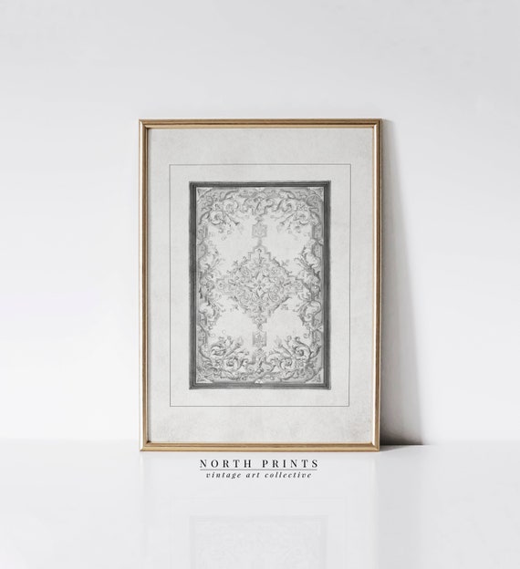 Neutral Ornate Drawing Vintage Pattern Eclectic Wall Art North Prints 354