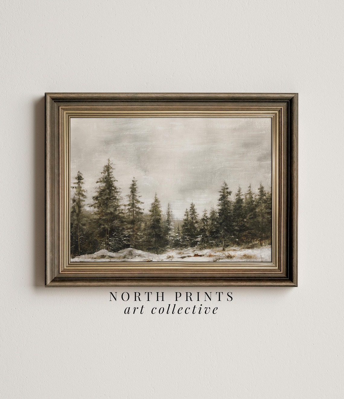 Winter Pine Forest Christmas Painting Art Print - Image 3