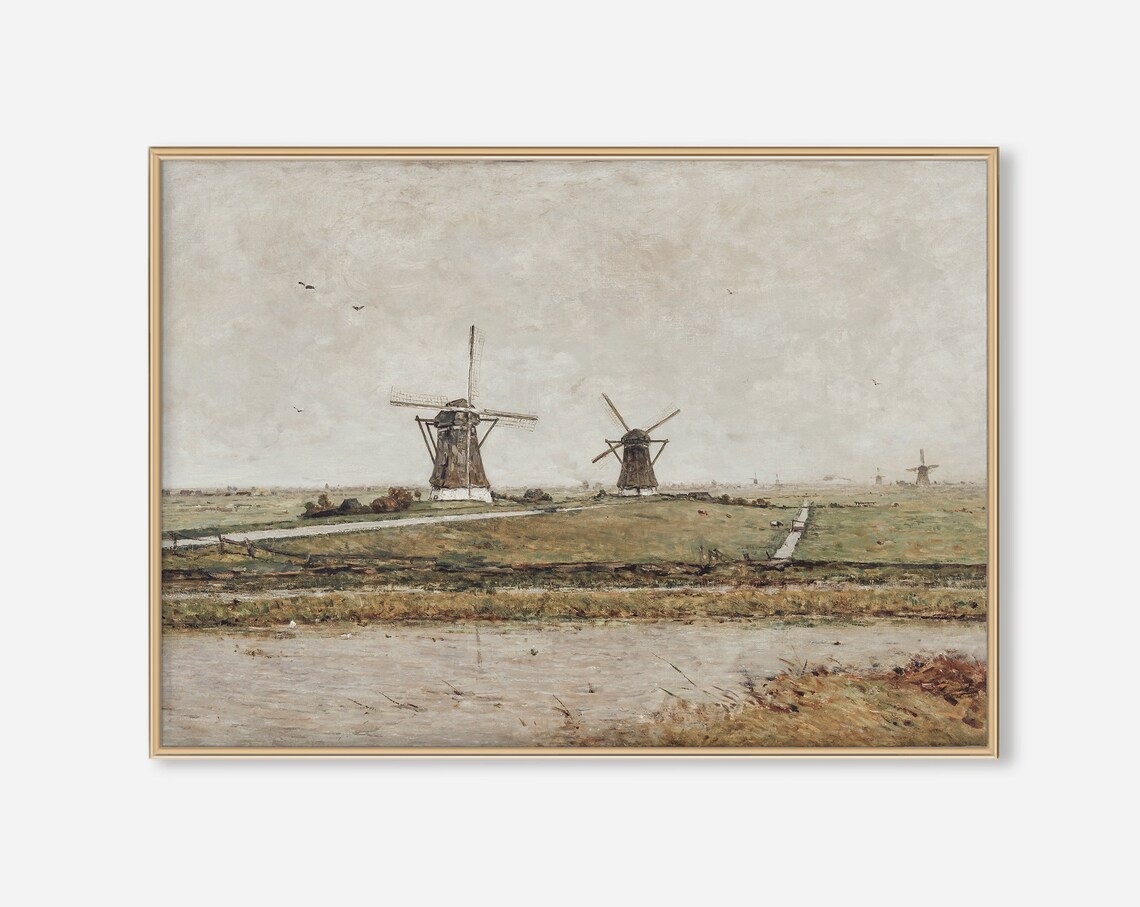 Dutch Windmill Landscape Vintage Holland Travel Poster - Image 3