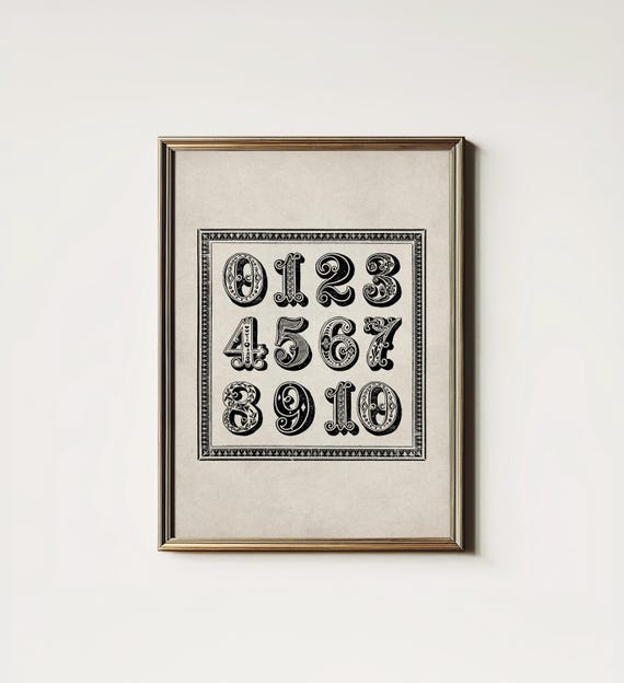 Neutral Nursery Numbers Art Antique Wall Decor Vintage Kids Room Farmhouse Decor Art North Prints 8 168