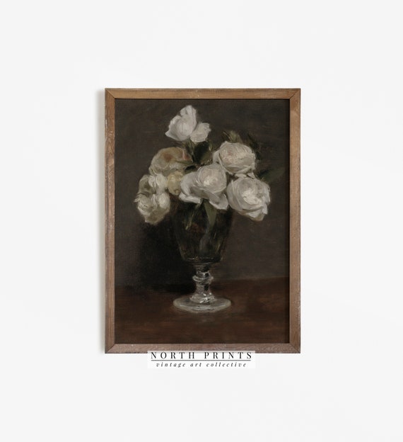 Still Life Roses Vintage Botanical Art Print