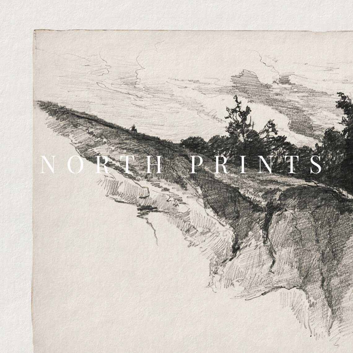 Landscape Sketch, Vintage Etching Drawing - Image 2