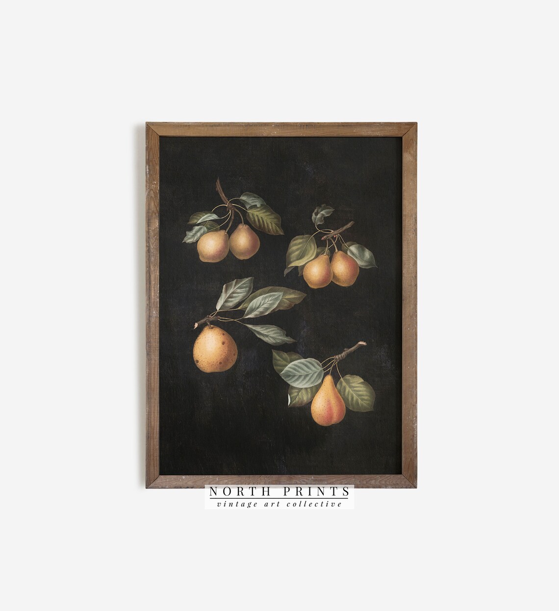 Vintage Moody Kitchen Fruit Pear Painting Dark Wall Art North Prints Shop 1288