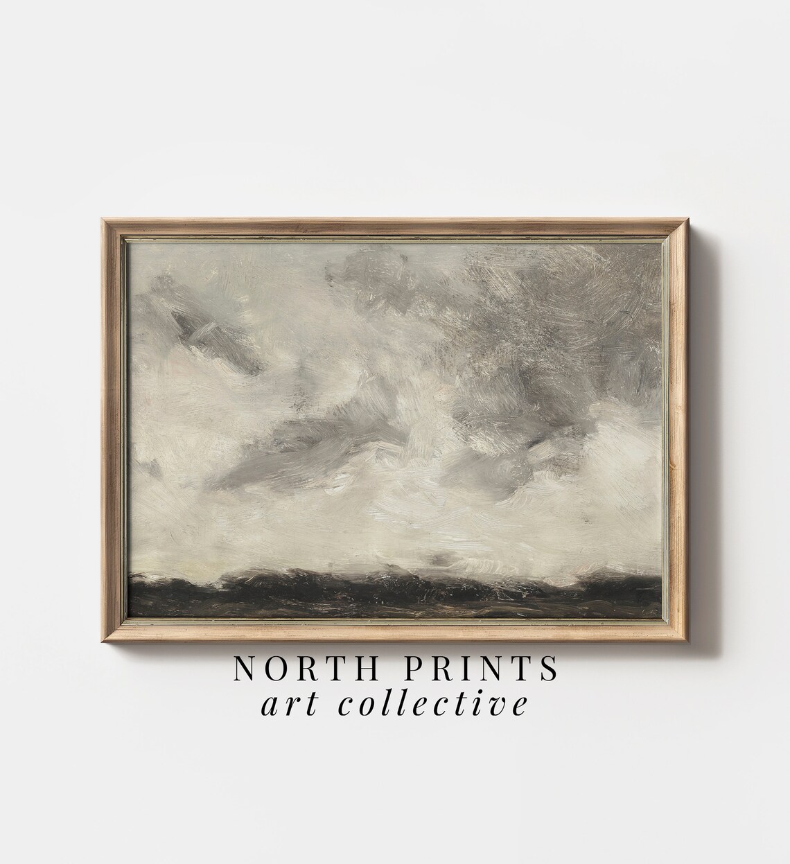 Abstract Moody Coastal Wall Art Print, Vintage Modern