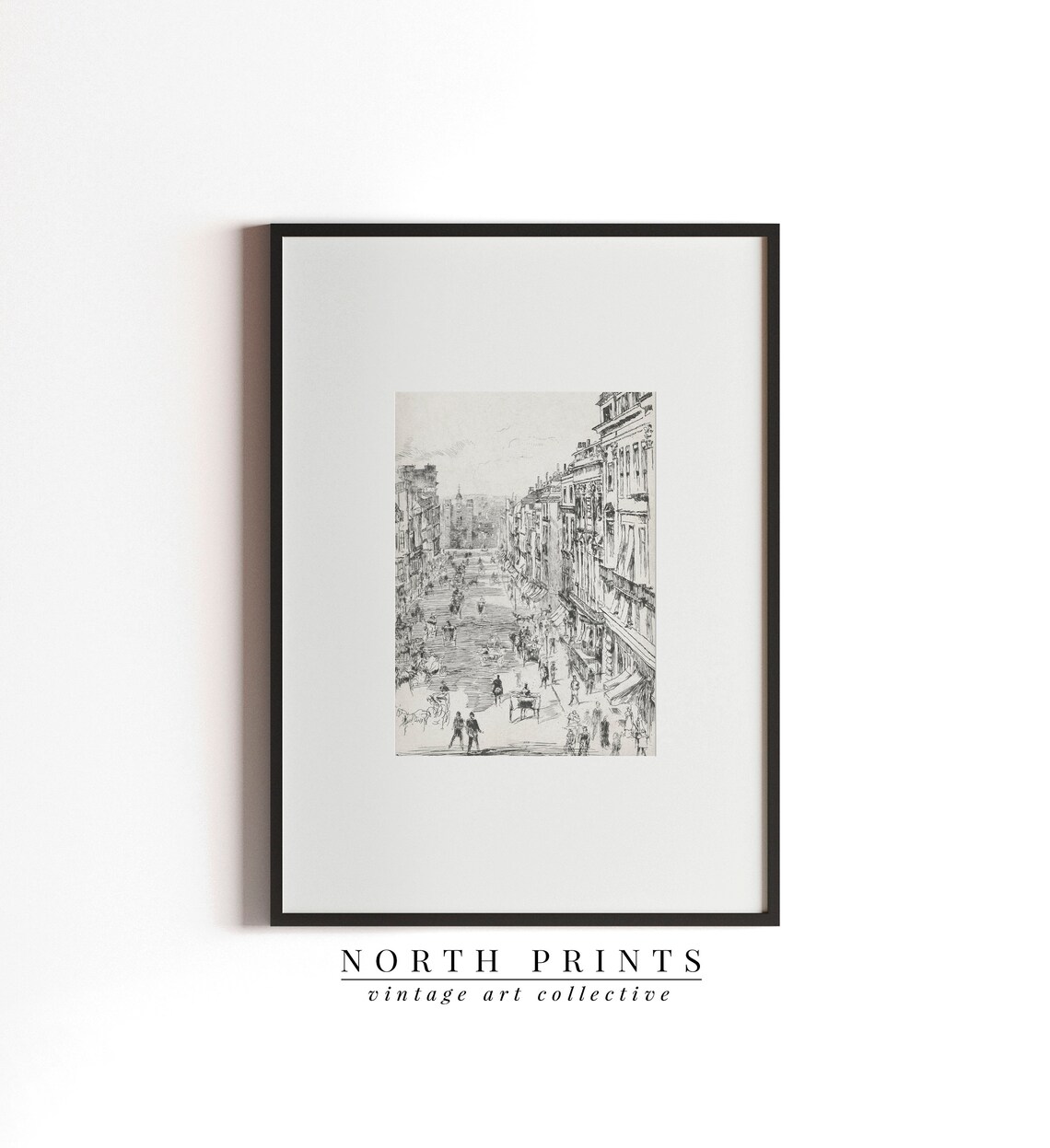 Neutral Cityscape Sketch Art, Antique Architecture Print - Image 2