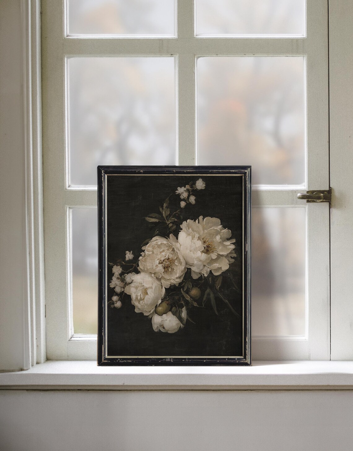 Dark Peony Still Life, Moody Botanical Art Print - Image 4