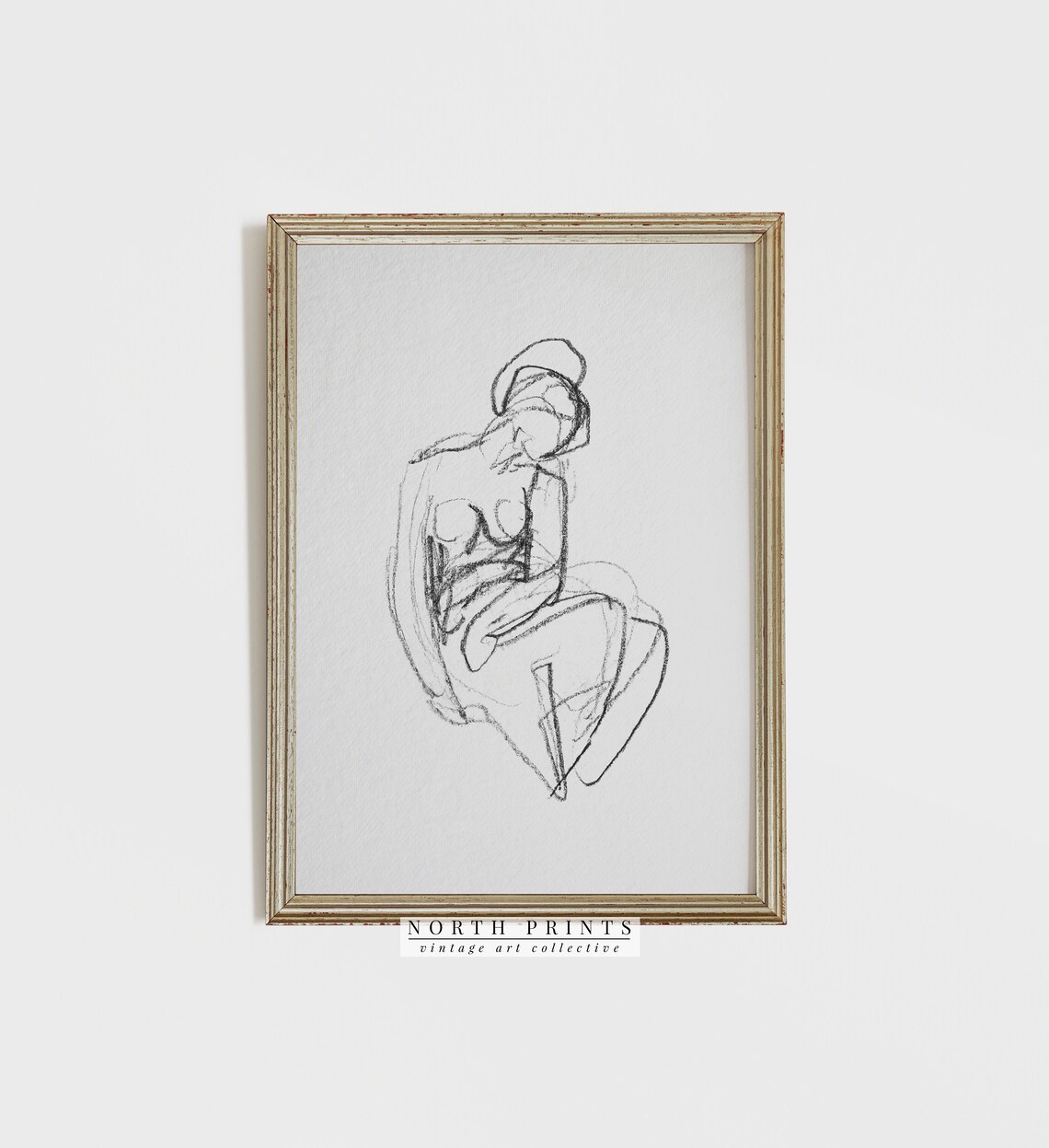 Vintage Minimalist Sketch Woman Art Print - Image 2