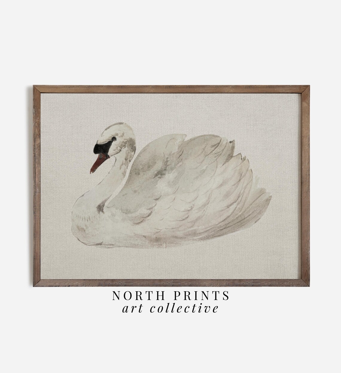 Vintage Swan Art Print, Cottagecore Neutral Decor - Image 3
