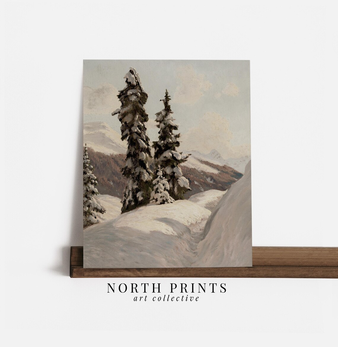 Vintage Winter Alpine Landscape Art Print