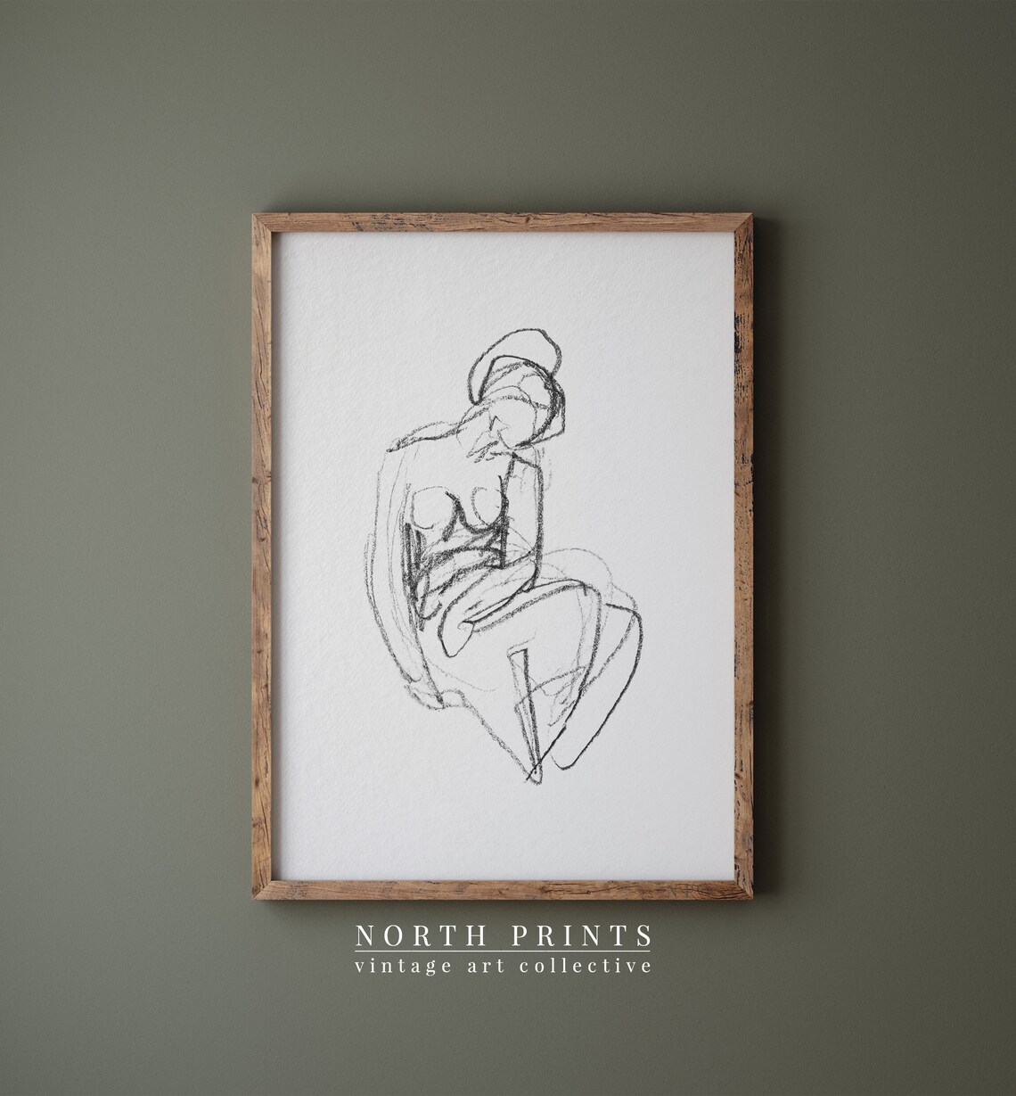Vintage Minimalist Sketch Woman Art Print - Image 4