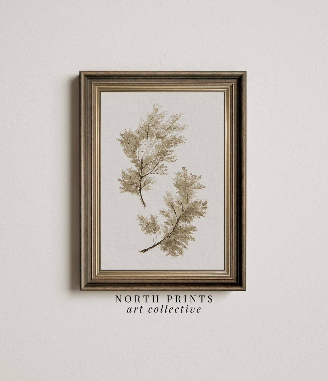 Minimalist Autumn Tree Branches Neutral Fall Foliage Watercolor Poster