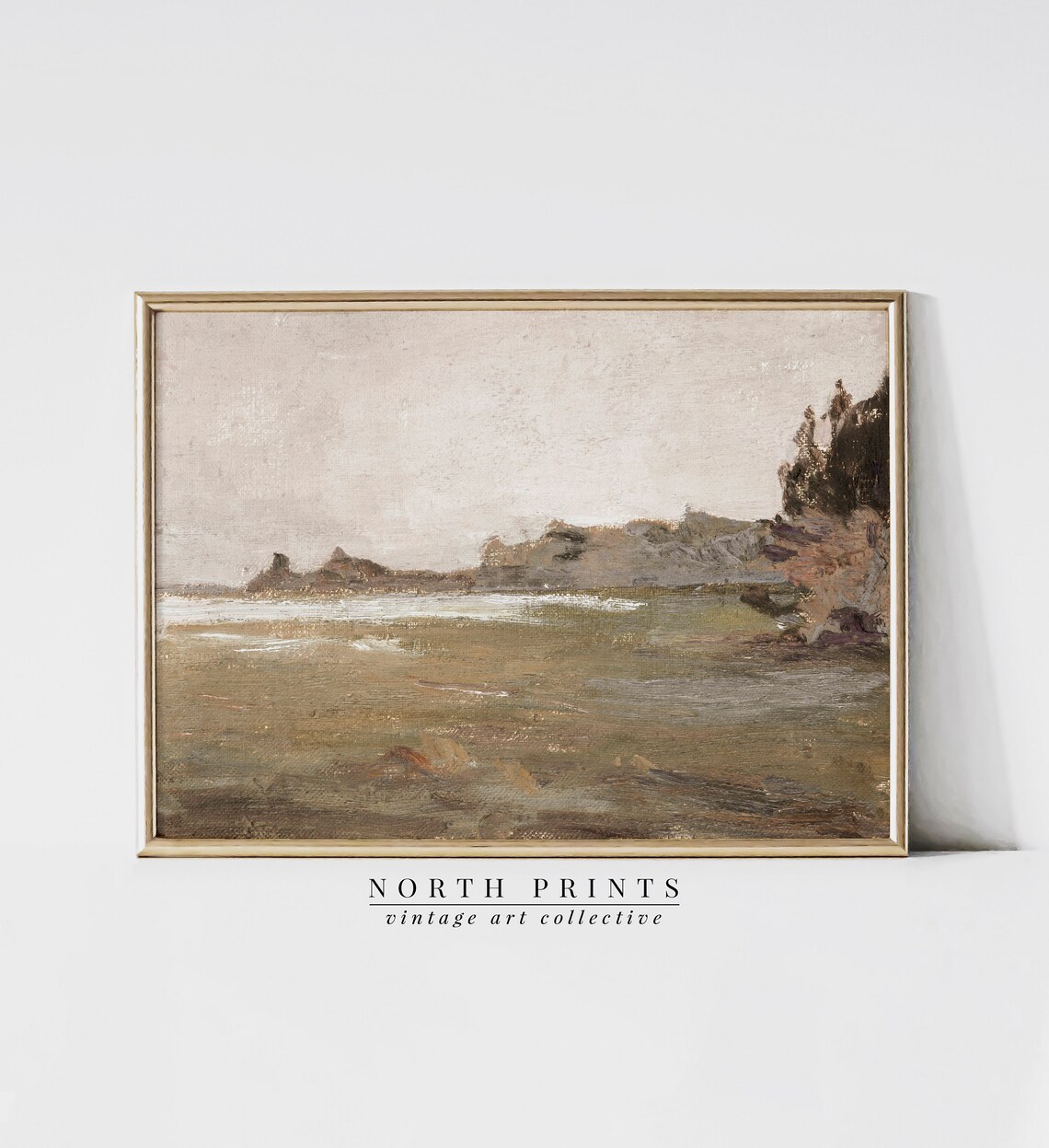 Vintage Muted Landscape Art Print, Neutral Tones