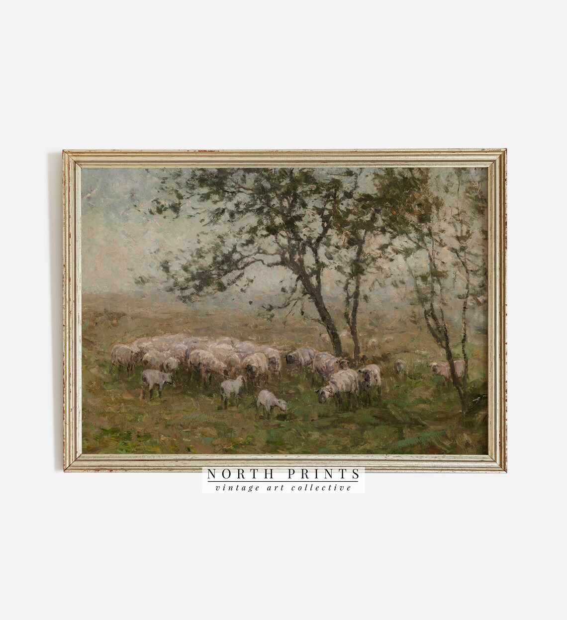 Sheep Oil Painting Vintage Farm Animal Art Print - Image 2