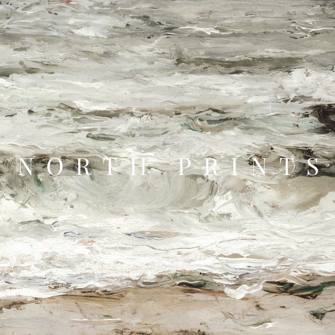 Abstract Ocean Waves Painting White Grey Coastal Seascape Poster - Image 3