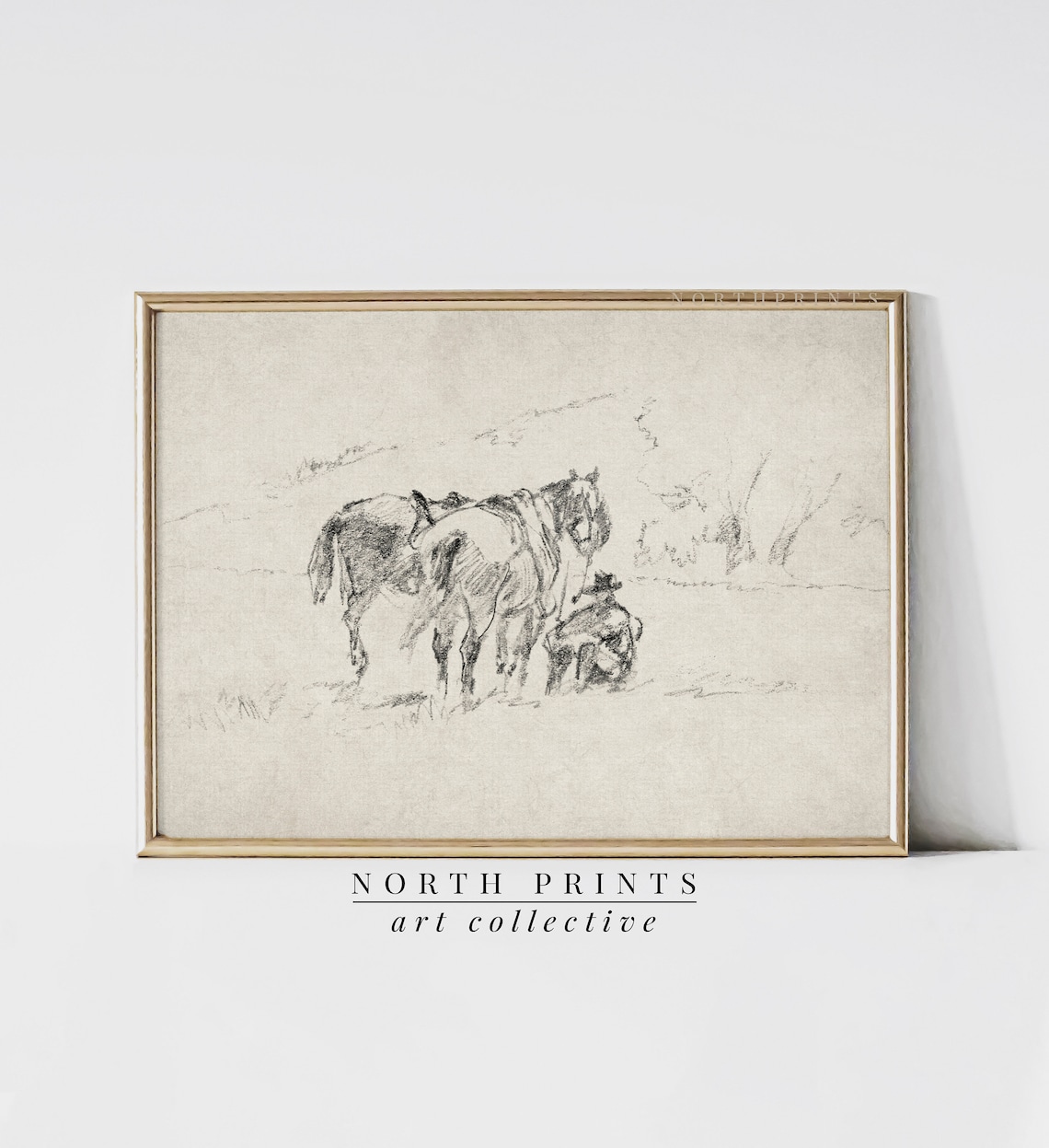 Vintage Western Cowboy Sketch, Minimalist Art Print - Image 3