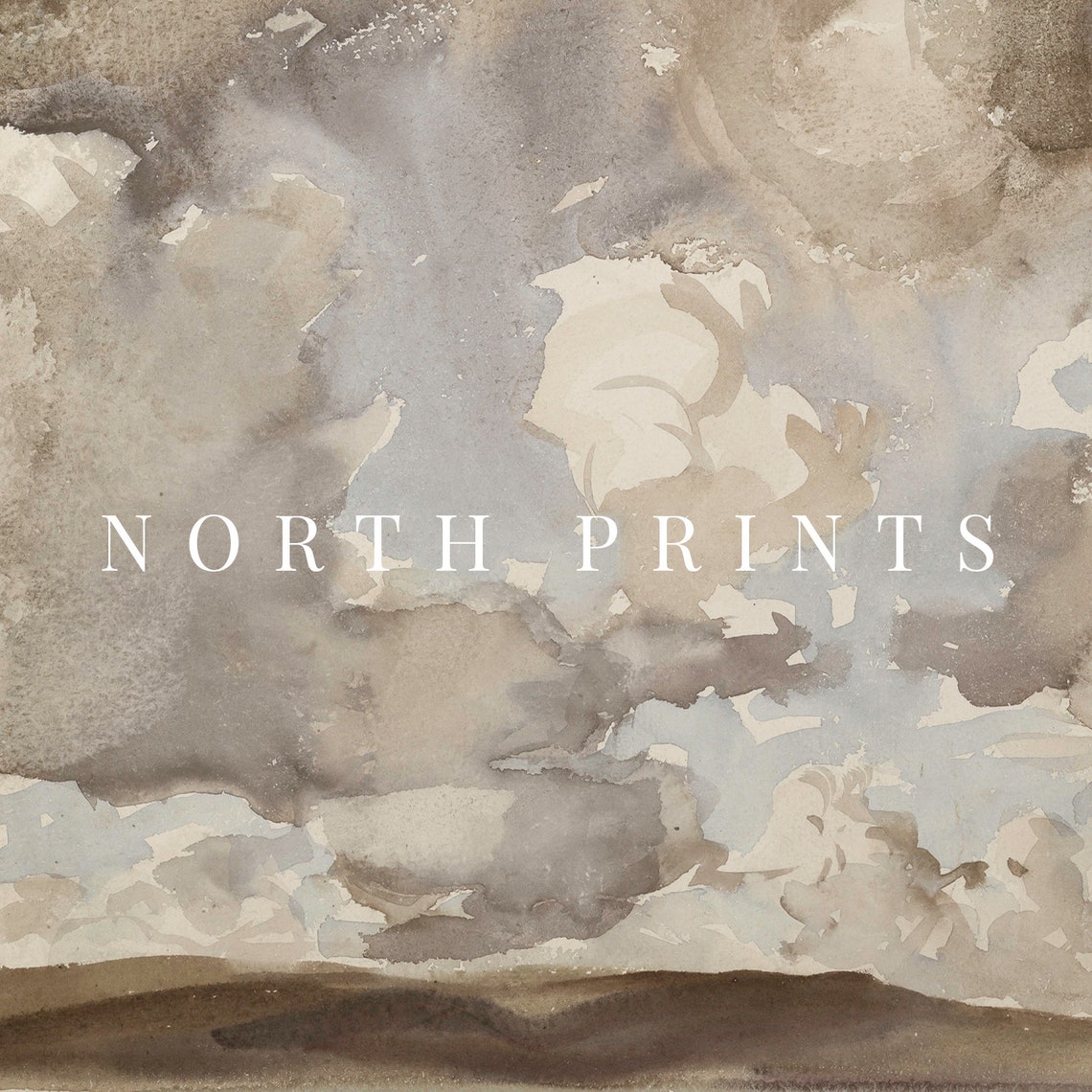 Dramatic Storm Clouds Over Hills Neutral Watercolor Painting Print - Image 4