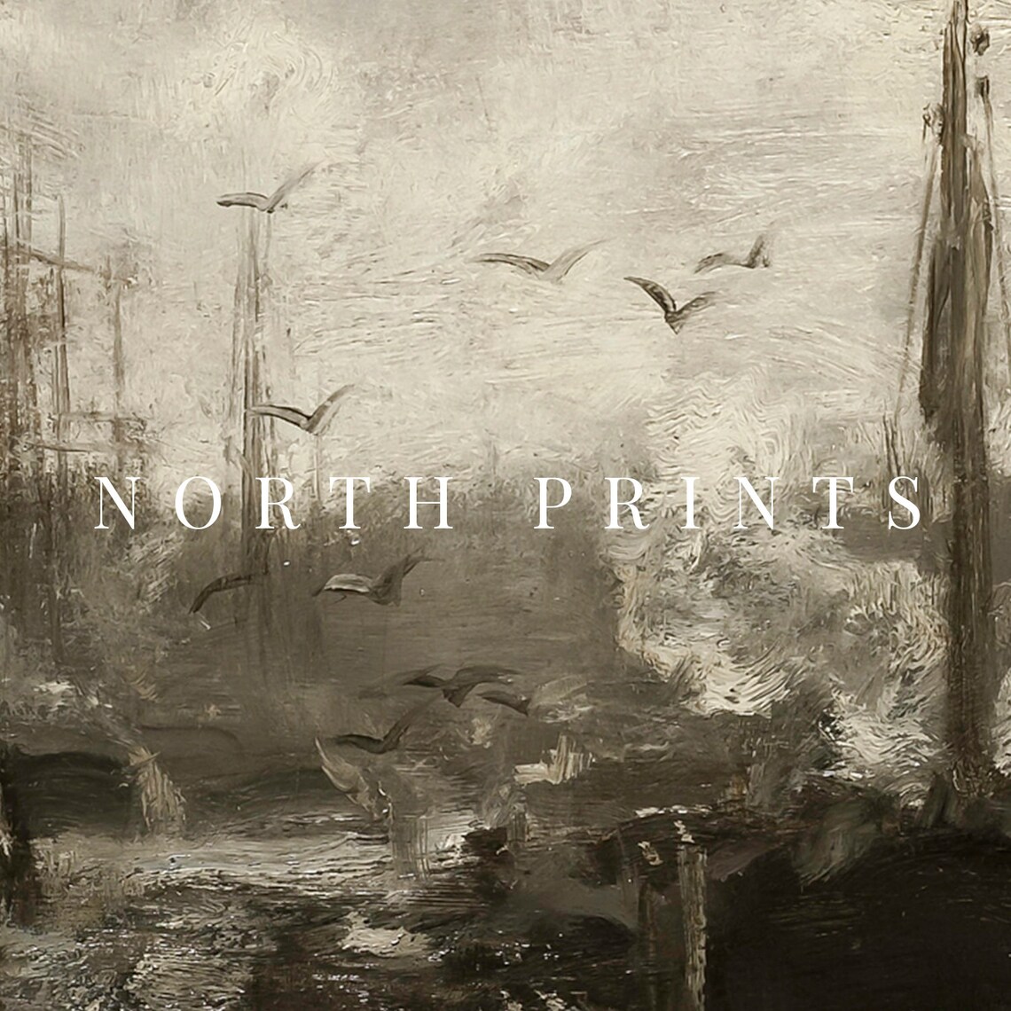 Moody Harbour Painting Dark Nautical Sailboats Art North Prints 617 - Image 4