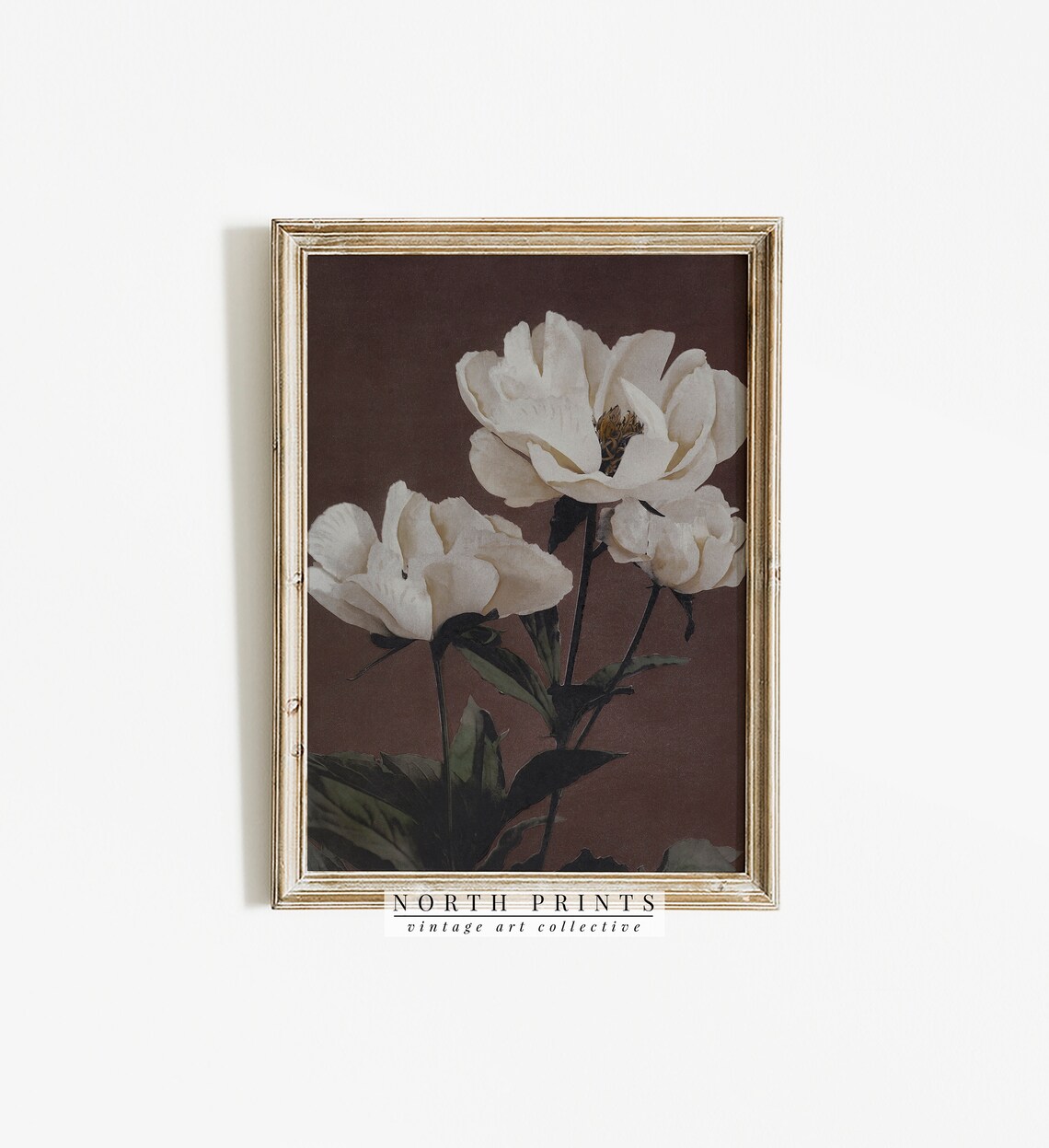 Moody Antique Flower Painting, Vintage Botanical Art Print - Image 2