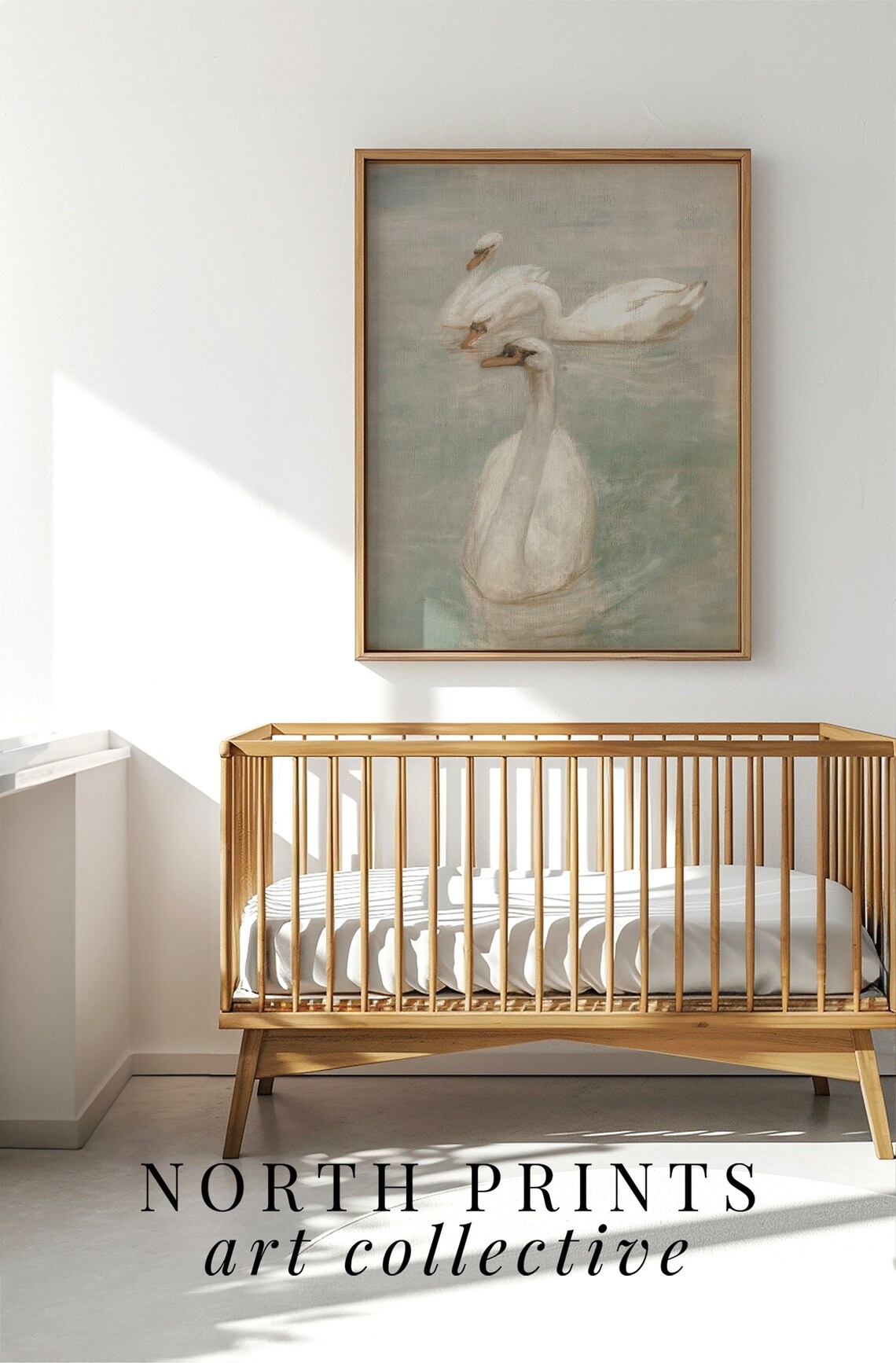 Vintage Swan Pastel Farmhouse Nursery Art Print - Image 3