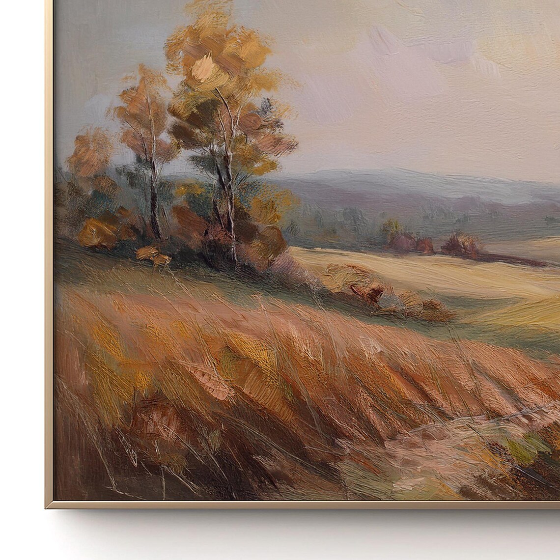 Golden Fields Countryside Painting, Fall Landscape - Image 3
