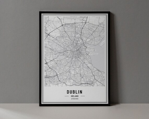 Dublin Ireland Minimal Black and White City Street Map Poster