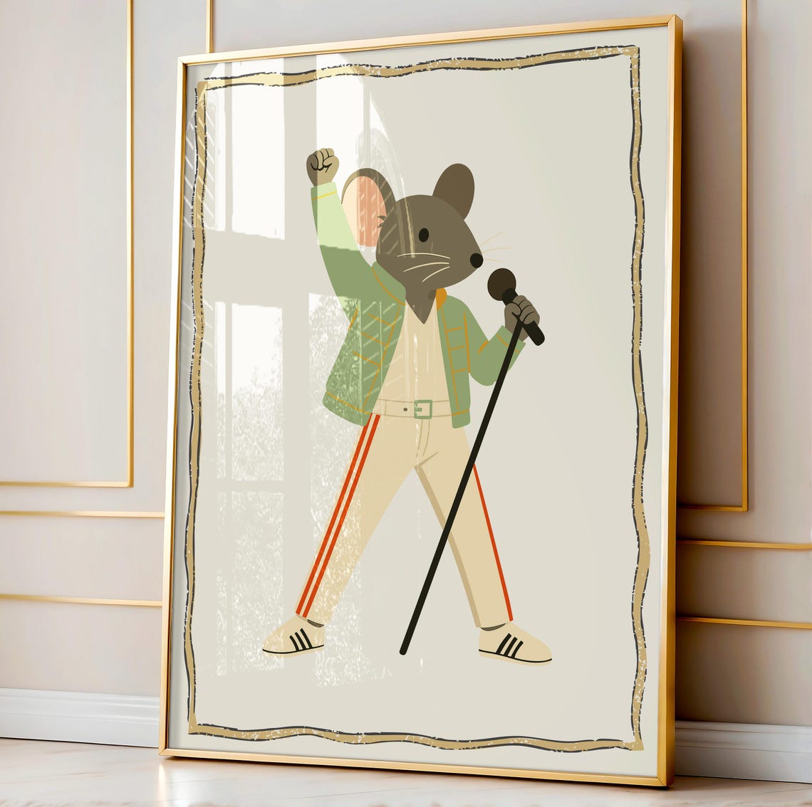 Rockstar Mouse Singer With Microphone Whimsical Nursery Wall Art