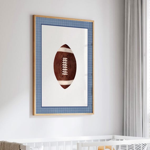 Vintage Football Ball Decor Retro Sports Nursery Print