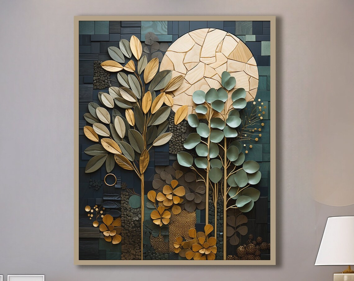 Boho Botanical Art Print, Earth Tones Wall Decor