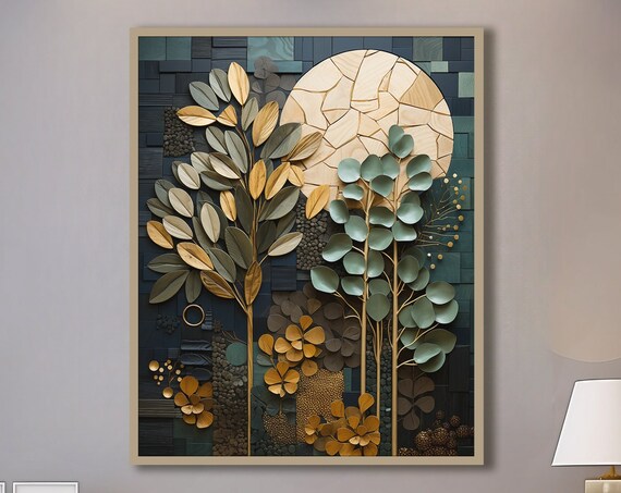 Boho Botanical Art Print, Earth Tones Wall Decor