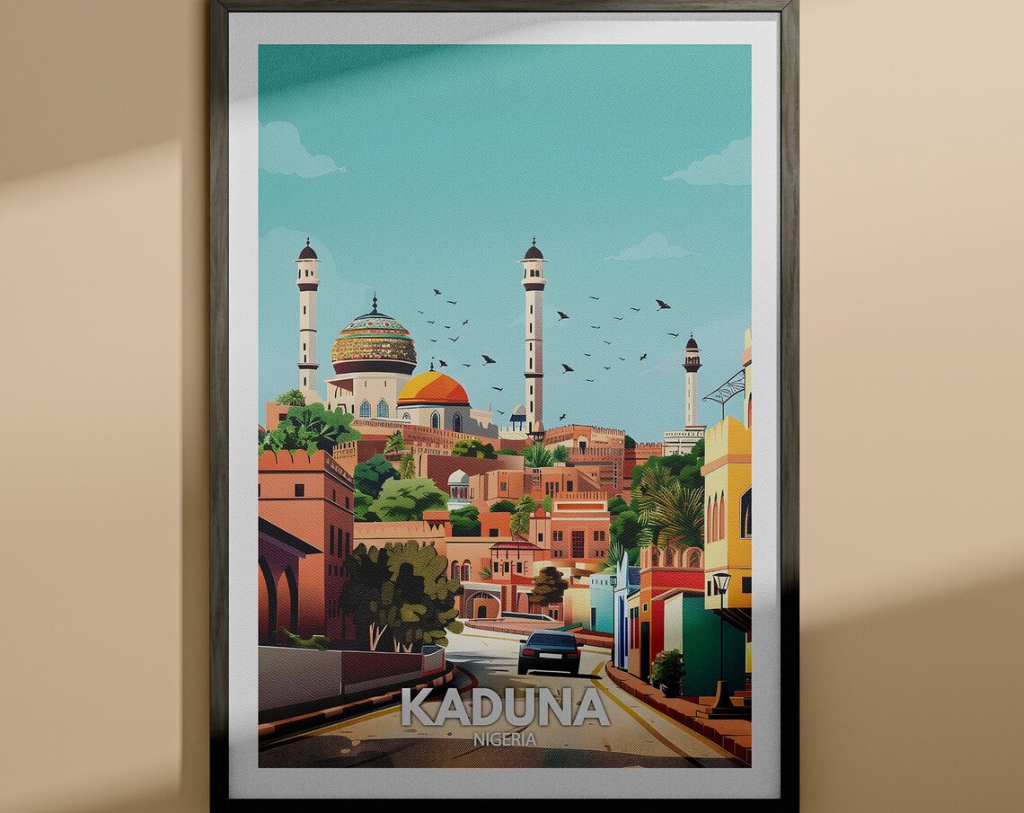 Kaduna Print Kaduna Travel Poster Nigeria Wall Art Print Nigeria Home Decor Travel Wall Art Decor Unique City Poster