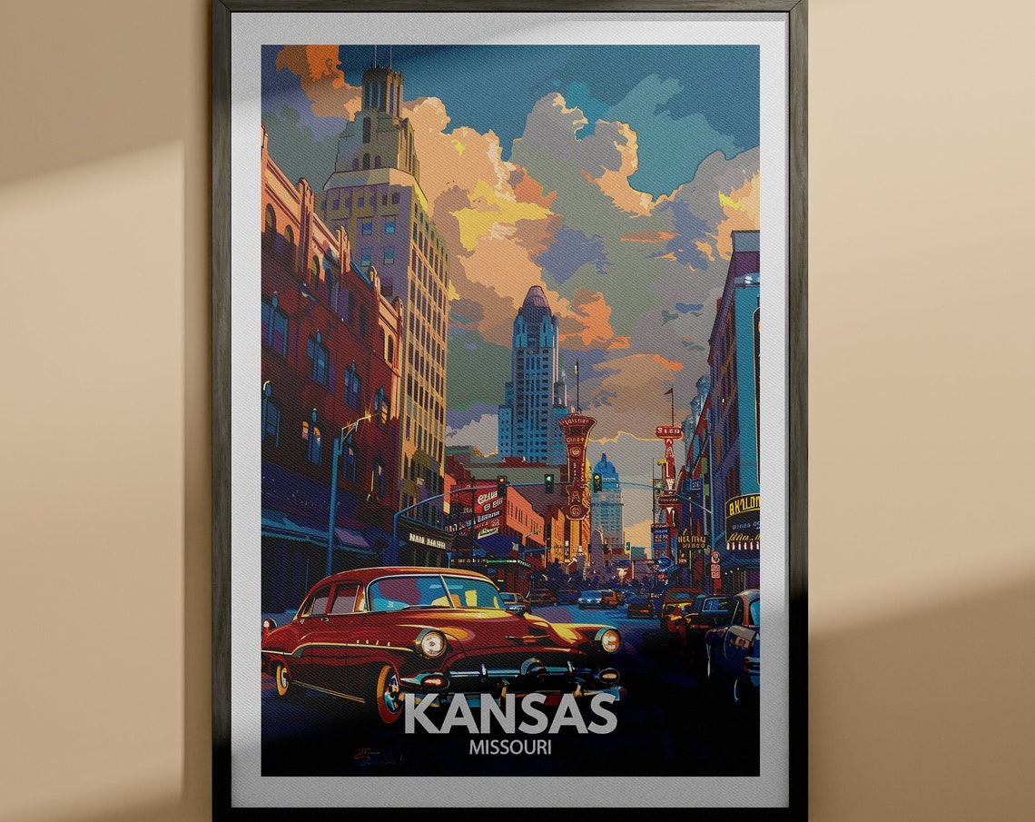 Kansas Print Kansas Travel Poster Missouri Wall Art Print United States Travel Home Decor Usa City Poster