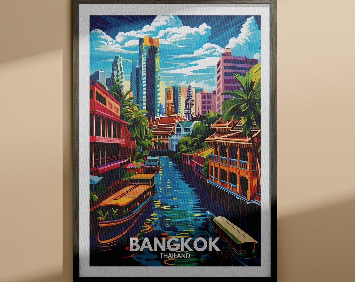 Bangkok Art Print Bangkok Travel Poster Thailand Wall Art Print Thailand Home Decor Travel Wall Art Decor Unique City Poster