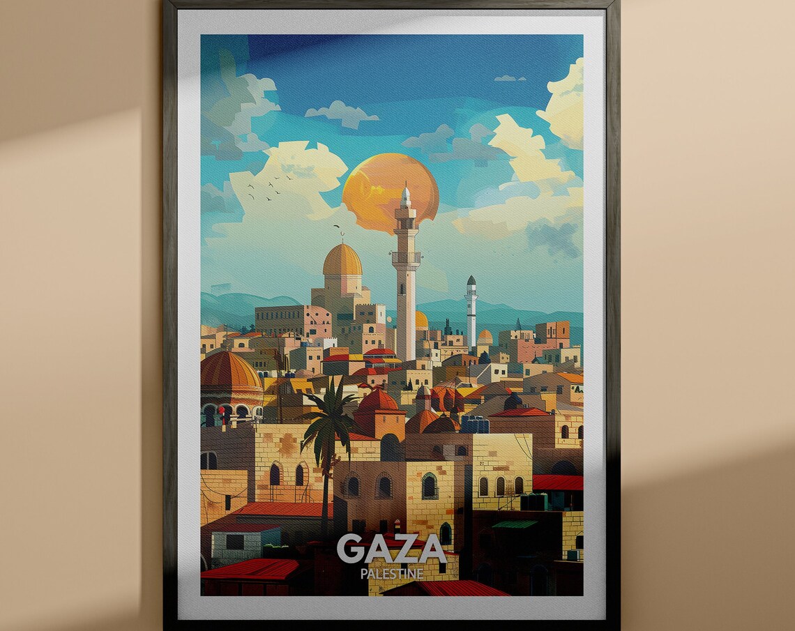 Gaza Print Gaza Travel Poster Palestine Wall Art Print Palestine Home Decor Travel Wall Art Decor Unique City Poster