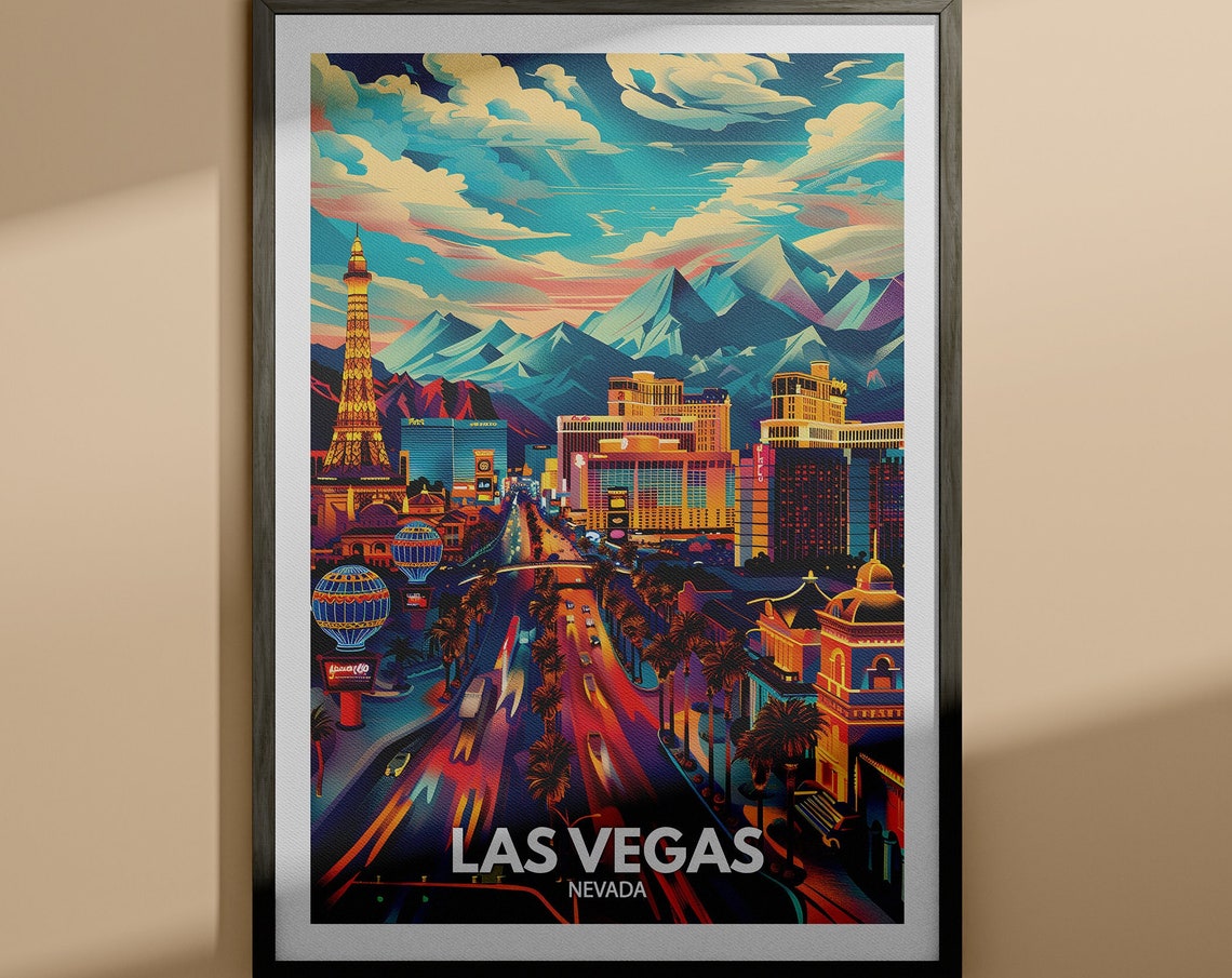Las Vegas Print Las Vegas Poster Nevada Wall Art Print United States Travel Home Decor Usa City Poster