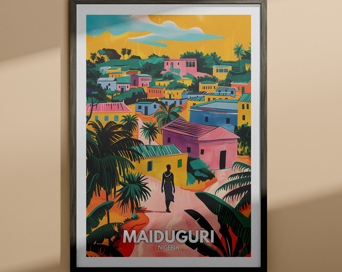Maiduguri Print Maiduguri Travel Poster Nigeria Wall Art Print Nigeria Home Decor Travel Wall Art Decor Unique City Poster