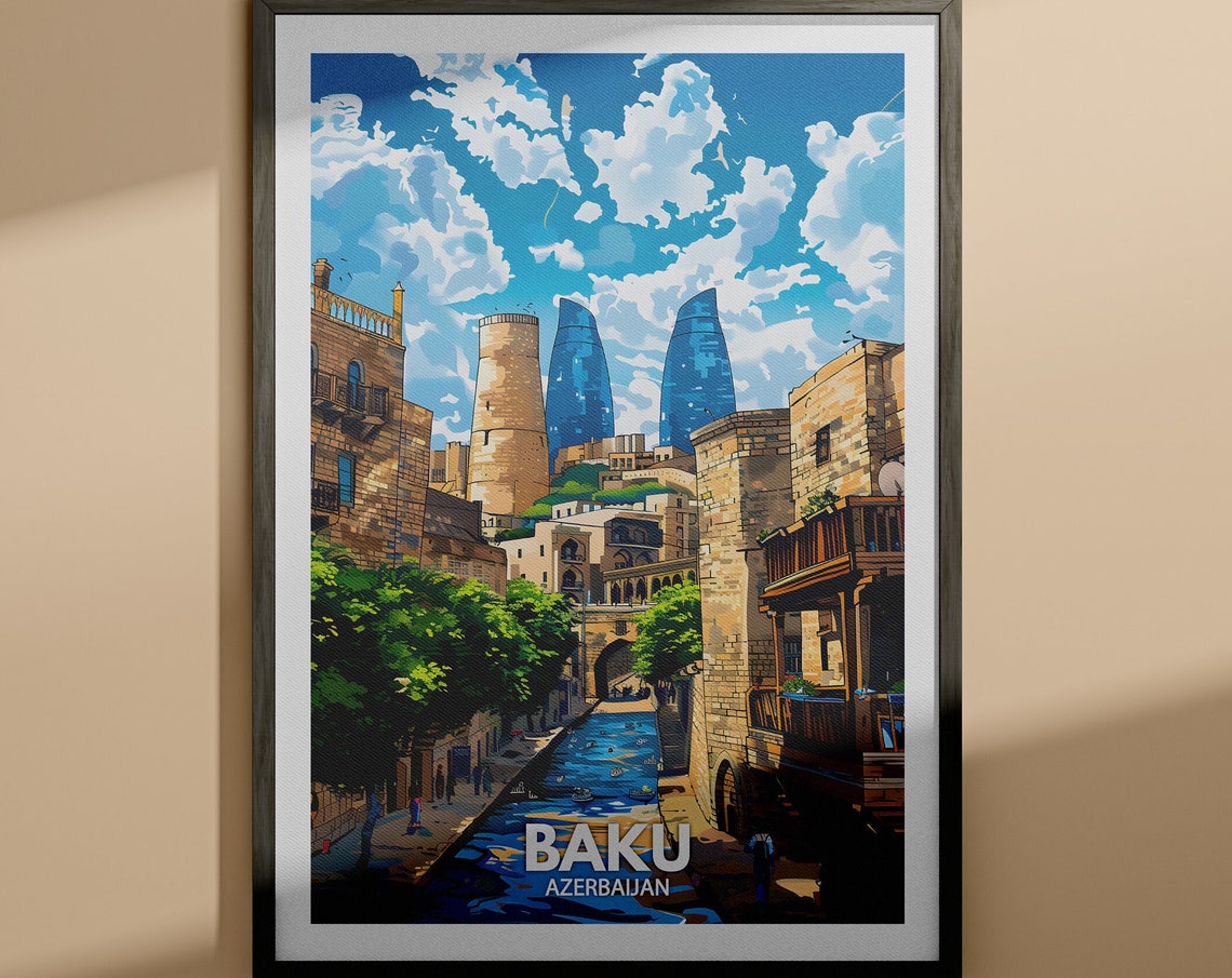 Baku Art Print Baku Travel Poster Azerbaijan Wall Art Print Azerbaijan Home Decor Travel Wall Art Decor Unique City Poster
