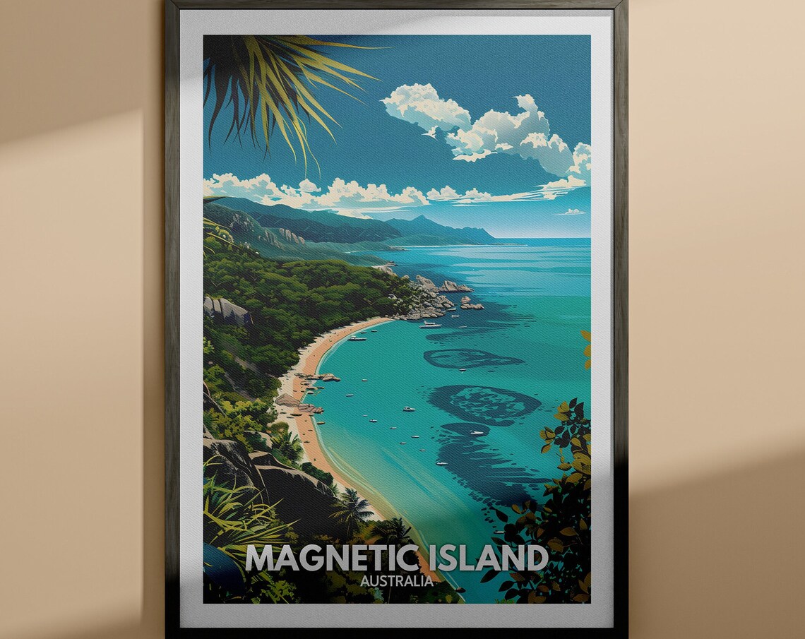 Magnetic Island Australia Coral Reef Tropical Bay View Travel Poster
