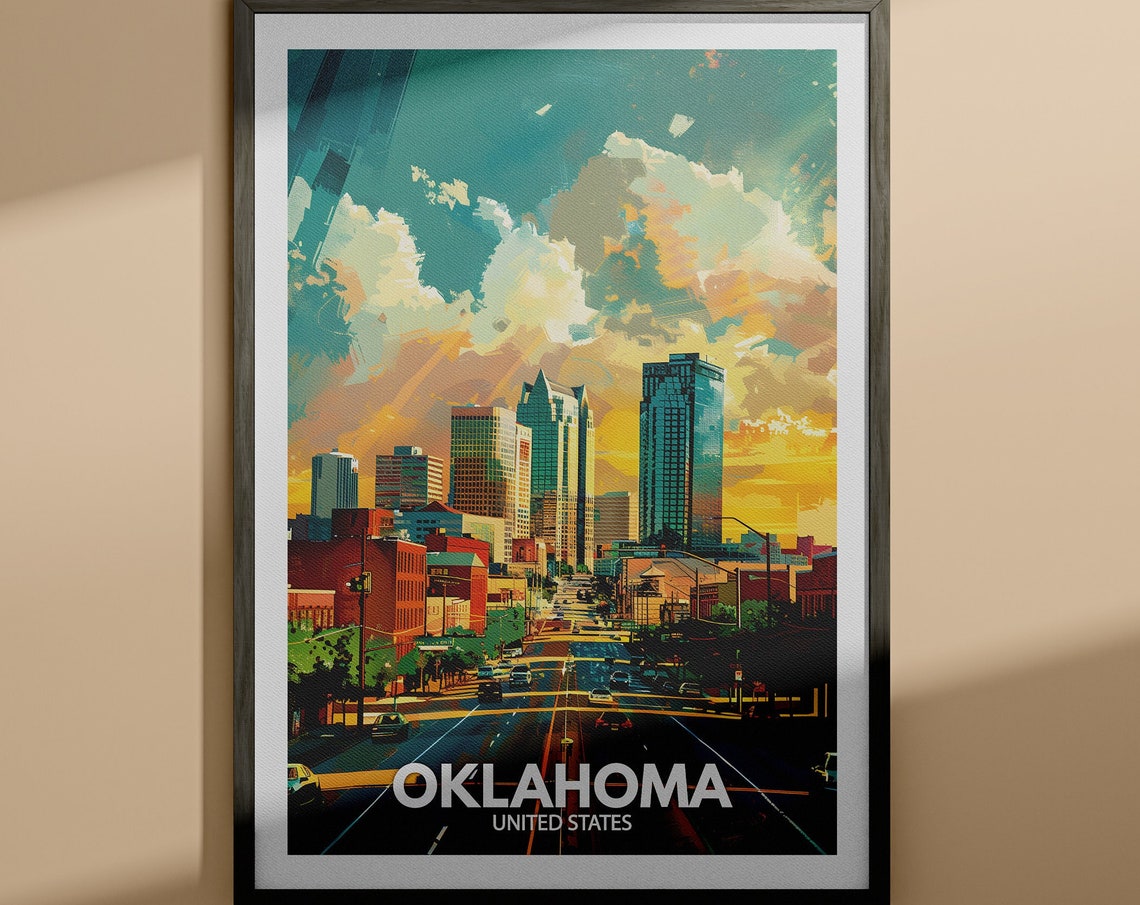 Oklahama Print Oklahama Poster United States Wall Art Print United States Travel Home Decor Usa City Poster
