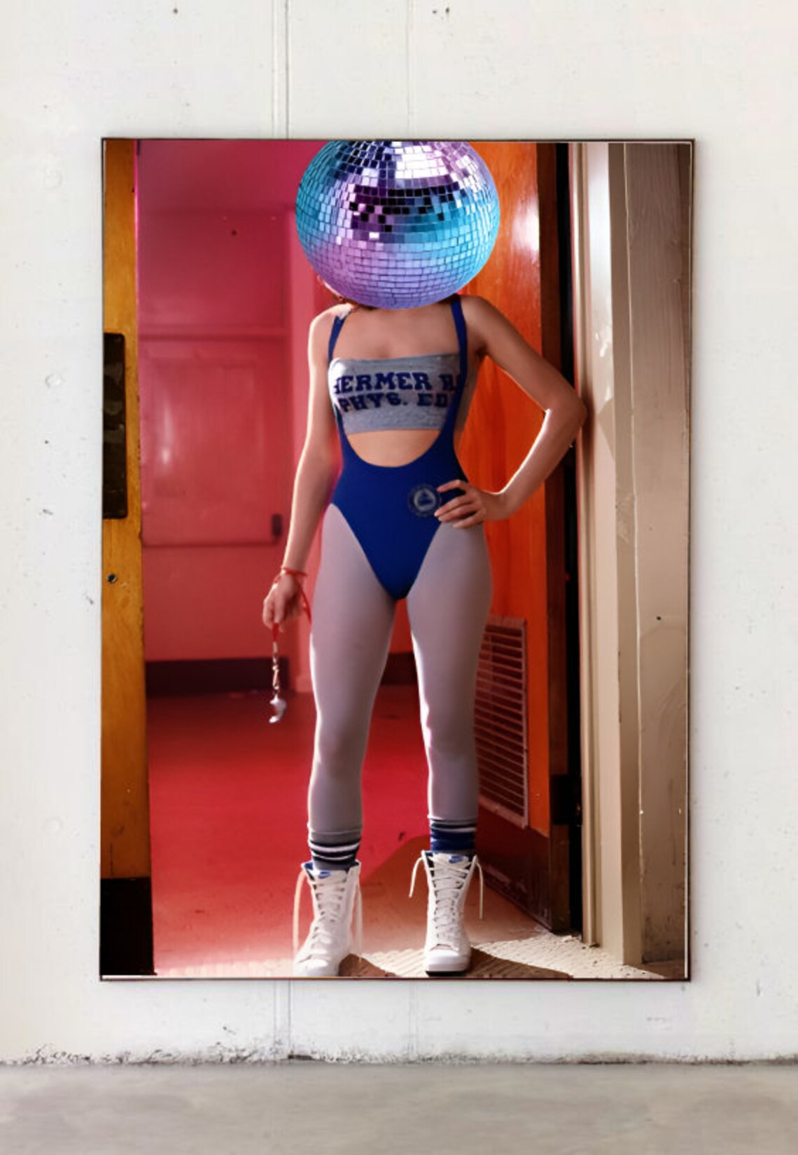 Retro 90s Dance Girl Disco Ball Head Vintage Party Outfit Poster - Image 3