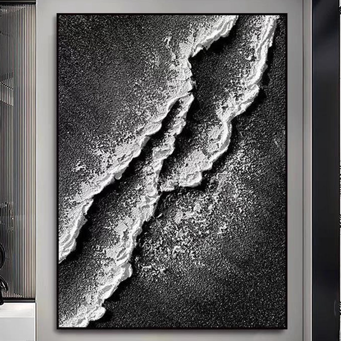 Aerial Ocean Waves Over Black Sand White Foam Textured Poster