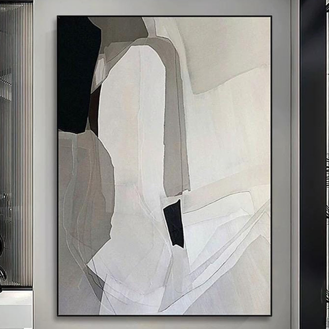 Minimalist Black and Grey Geometric Shapes Abstract Acrylic Poster