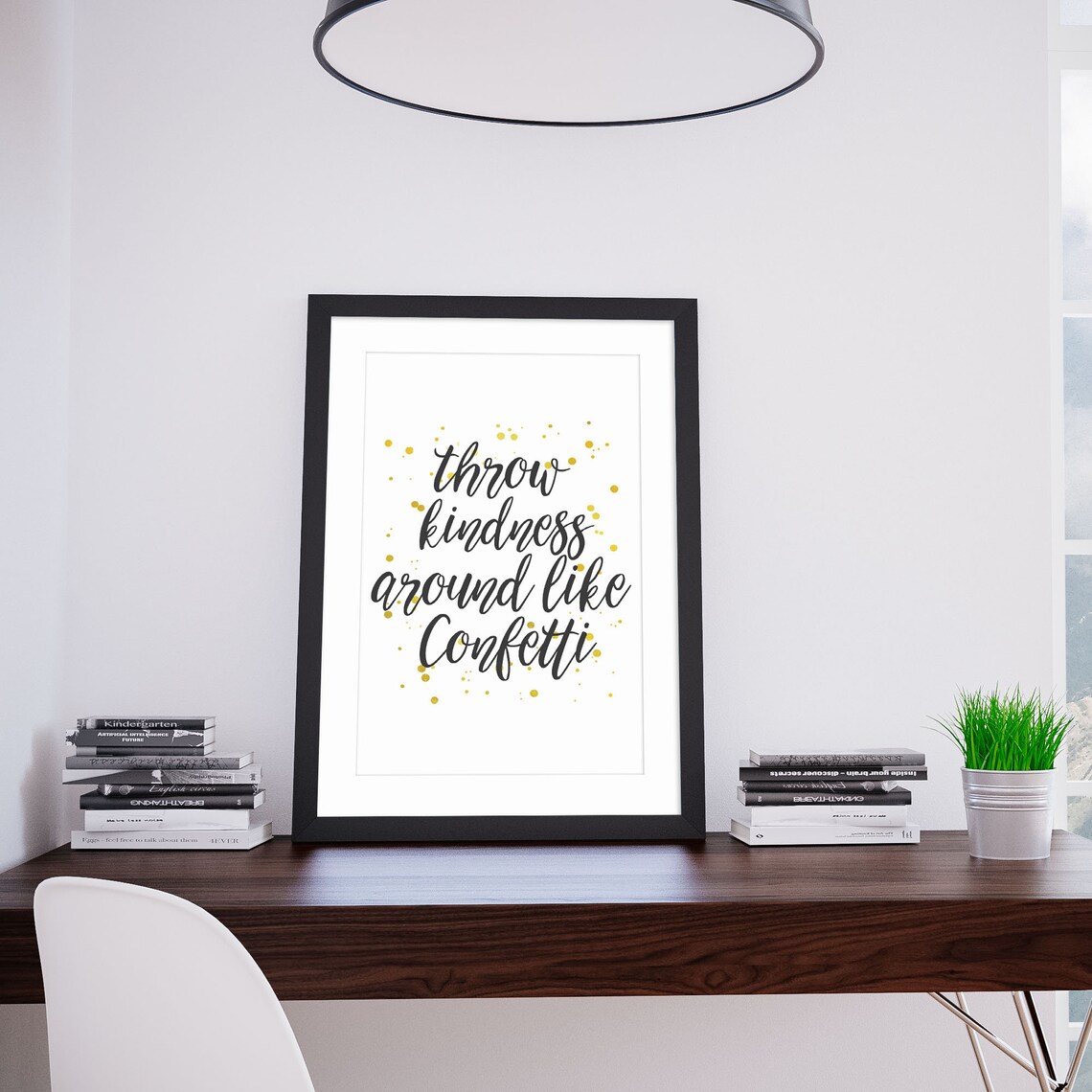 Throw Kindness Around Like Confetti Gold Script Inspirational Quote Poster - Image 2