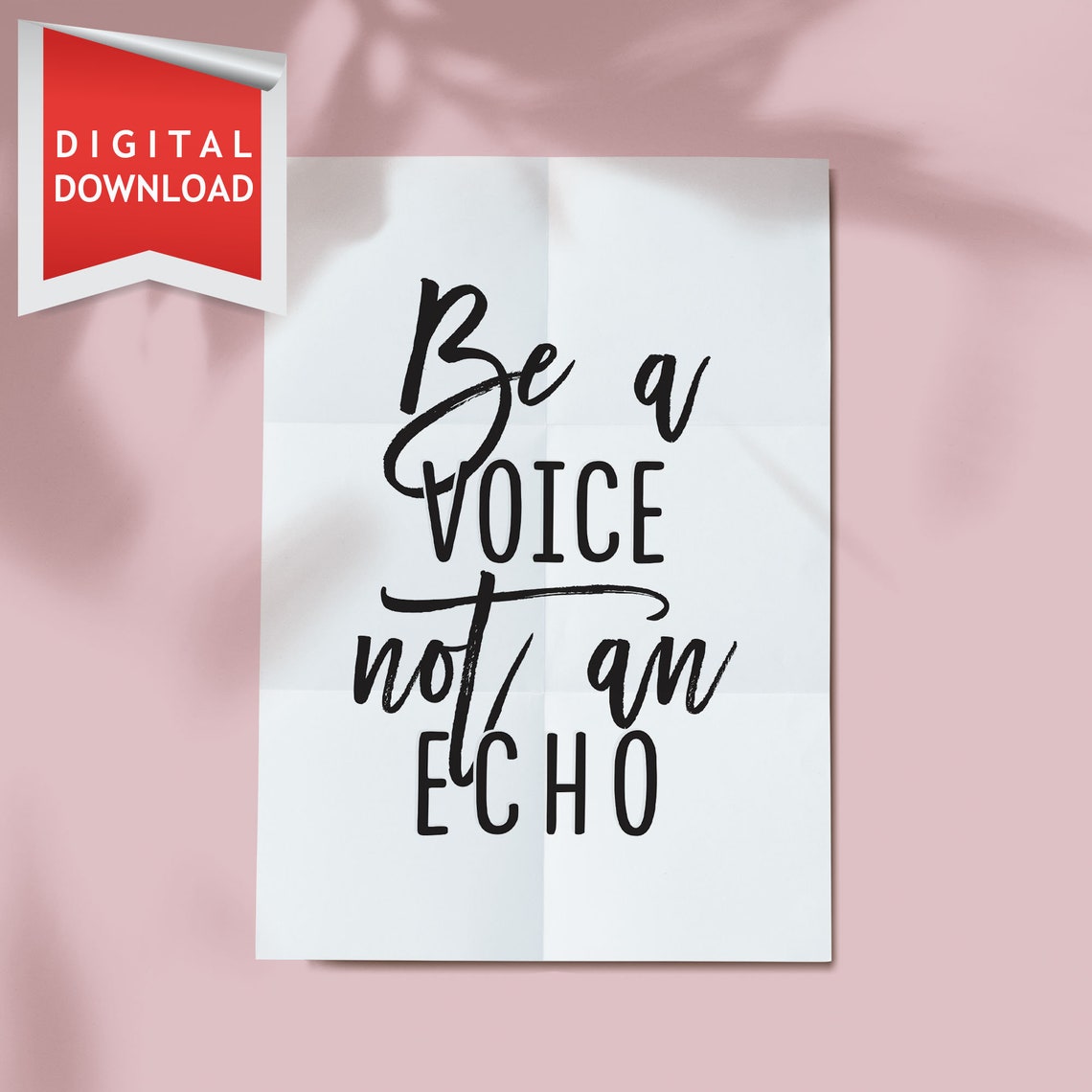 Be A Voice Not An Echo Bold Script Black White Motivational Poster