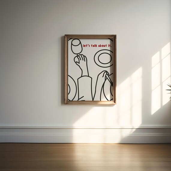 Lets Talk About It - Minimal Dining Line Art Poster