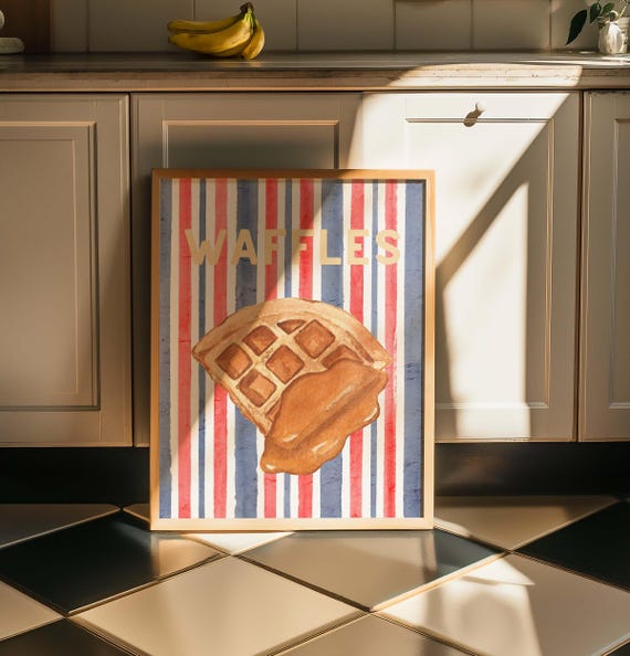 Waffle Watercolor Dessert Art Print