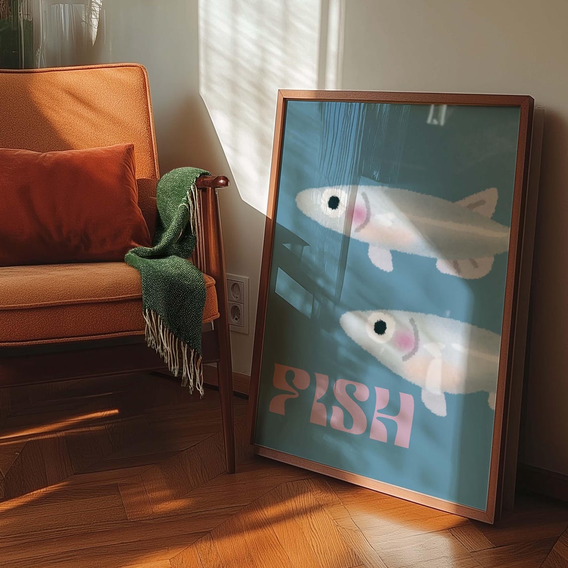 Cute Fish Poster, Whimsical Ocean Kitchen Decor