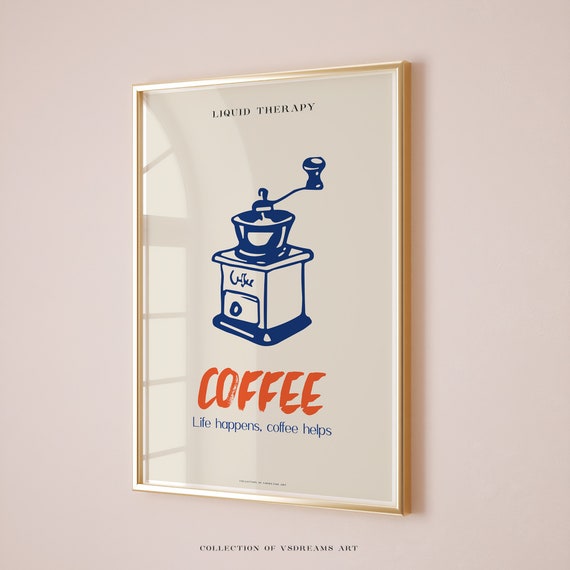 Coffee Poster Bar Cart Decor Bar Cart Art Coffee Print Coffee Shop Poster Coffee House Posters Moka Pot Kitchen Decor Coffee Gift
